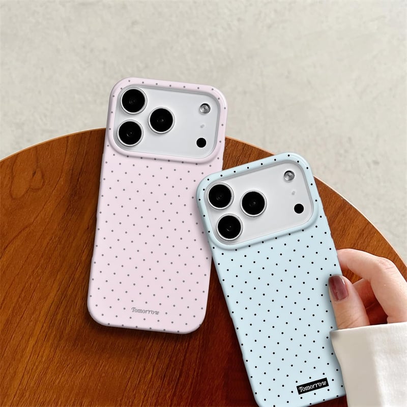 Reownest iPhone 17 Pro Pöttyös Tok Rózsaszín Puha TPU Ütésálló Védelem - iPhone 17 Pro, pink