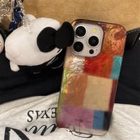 Silikónový kryt na iPhone 17 Reownest pre dievčatá a ženy, roztomilý farebný kockovaný vzor, nárazuvzdorné a odolné puzdro proti poškriabaniu - červenohnedé 7