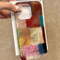 Silikónový kryt na iPhone 17 Reownest pre dievčatá a ženy, roztomilý farebný kockovaný vzor, nárazuvzdorné a odolné puzdro proti poškriabaniu - červenohnedé 3