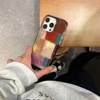 Silikónový kryt na iPhone 17 Reownest pre dievčatá a ženy, roztomilý farebný kockovaný vzor, nárazuvzdorné a odolné puzdro proti poškriabaniu - červenohnedé 5