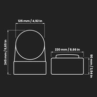 Repa Market Racord conductă plată-rotundă 90° 220x90mm - Diametru 125mm Ventilație Aer Condiționat Încălzire Răcire Plastic 2