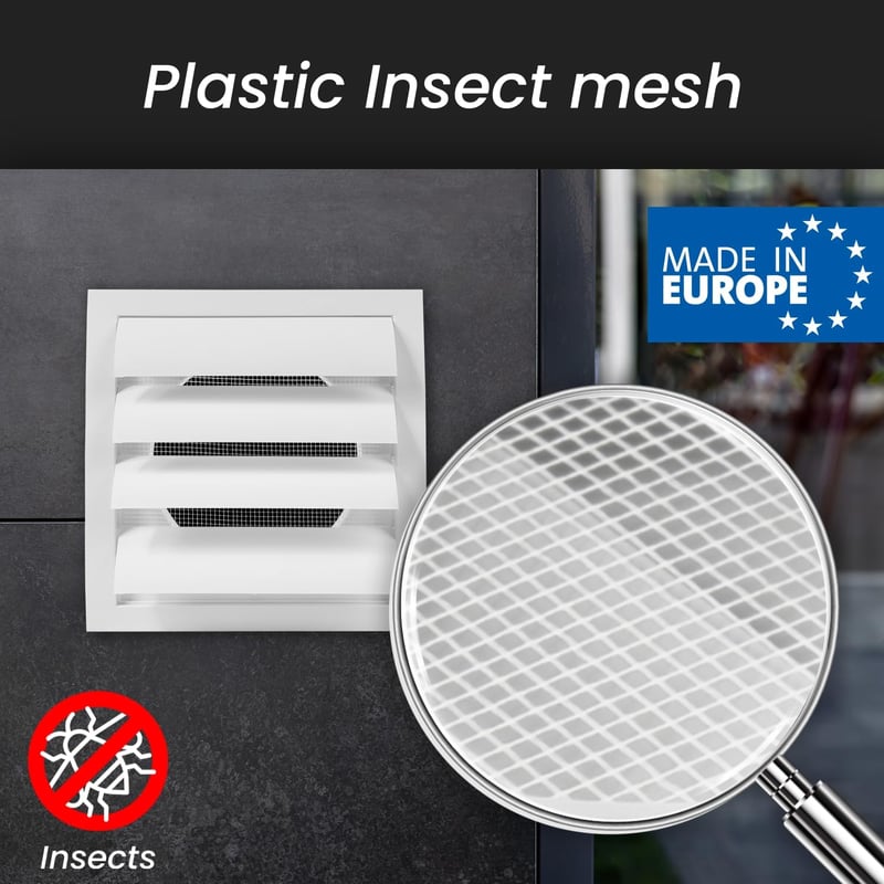 Repa Market szellőzőrács 150mm rovarháló integrált fehér HVAC