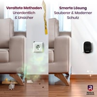 REPELIX ARMOUR PR-025 Dispozitiv cu ultrasunete pentru alungarea dăunătorilor, 2 buc. - Acoperire 140 m² - 3 Moduri - Repelent pentru șoareci, șobolani, păianjeni, țânțari, furnici, insecte și muște - Negru 4