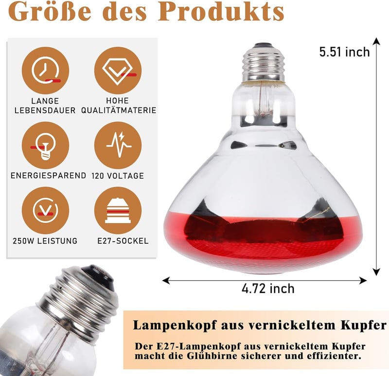 REPTI HOME 250W infravörös hőlámpa R125 csomag 2db - E27 hőmérsékleti lámpa