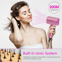 Rescien 2400W Ionos Hajszárító - Kompakt Utazási Hajszárító 3 Hőfokkal és Sebességgel, Diffúzorral, Fésűvel és Szűkítővel, Gyors Szárítás 3