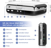 Reshow Hordozható Kazetta Lejátszó MP3 Konvertáló USB Csatlakozással - Walkman Kazetták Digitalizálása PC Kompatibilitással 5