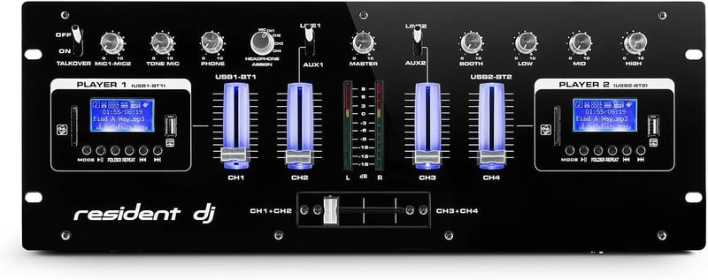Resident DJ DJ405USB 4 csatornás DJ keverő Bluetooth USB SD AUX felvétel funkcióval