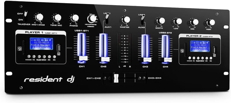 Resident DJ DJ405USB 4 csatornás DJ keverő Bluetooth USB SD AUX felvétel funkcióval