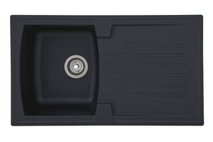 Chiuvetă încorporabilă respekta Boston Mineralit neagră, 1 cuvă, 86 x 50 cm, potrivită pentru dulap de la 45 cm