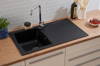 Chiuvetă încorporabilă respekta Boston Mineralit neagră, 1 cuvă, 86 x 50 cm, potrivită pentru dulap de la 45 cm 4