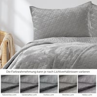 RESTILO Laila prekrivač 200x220 cm srebrni prošiveni baršunasti prekrivač za krevet, prekrivač za dnevni boravak 5