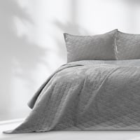 RESTILO Laila prekrivač 200x220 cm srebrni prošiveni baršunasti prekrivač za krevet, prekrivač za dnevni boravak 2