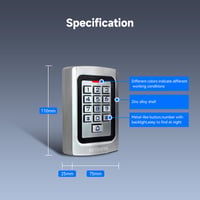 Retekess T-AC04 Prístupový systém s klávesnicou, IP68 vodotesný, kovový, PIN kód, RFID 125 kHz, 2000 používateľov, WG26, podsvietenie, otvárač dverí pre byt a kanceláriu 8