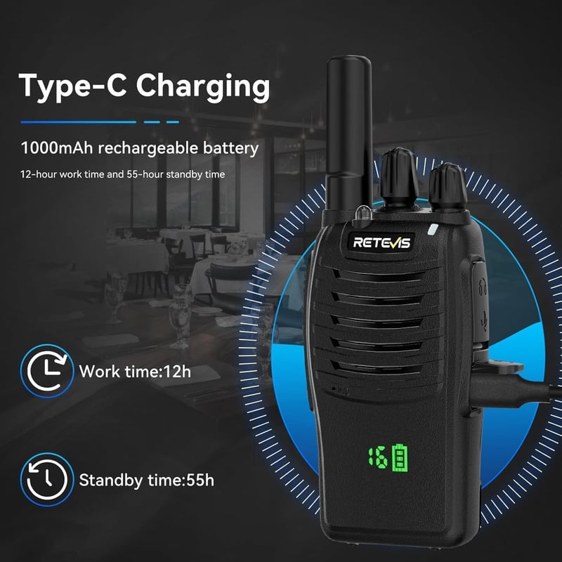 Retevis H777H Professzionális Walkie Talkie PMR Rádió 6 db Töltővel Type-C - With concealed display
