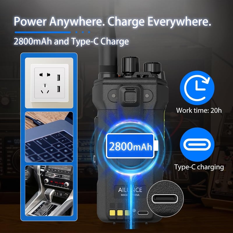 Retevis HA1UV kettős sávos amatőr rádió IP67 vízálló AM FM 2800 mAh 1.77 col színes kijelző 1750 Hz CHIRP