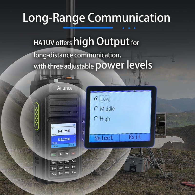 Retevis HA1UV kettős sávos amatőr rádió IP67 vízálló AM FM 2800 mAh 1.77 col színes kijelző 1750 Hz CHIRP