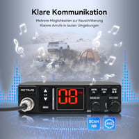 Retevis MB63A CB rádió antennával, PA rendszer, NB/ANL zajszűrő, 12V/24V - fekete 3