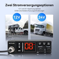 Retevis MB63A CB rádió antennával, PA rendszer, NB/ANL zajszűrő, 12V/24V - fekete 2