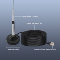 Retevis MR500 CB rádió antenna 150W 26-29MHz PL259 mágneses tartóval 3