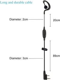 Retevis RE3120 Rádió Fejhallgató 2 Tűs C-Típusú Headset JUCJET RT24 RT27 RT668 Baofeng BF-888S Kenwood Walkie Talkie Kompatibilis (2 db) 3