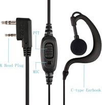 Retevis RE3120 Rádió Fejhallgató 2 Tűs C-Típusú Headset JUCJET RT24 RT27 RT668 Baofeng BF-888S Kenwood Walkie Talkie Kompatibilis (2 db) 2