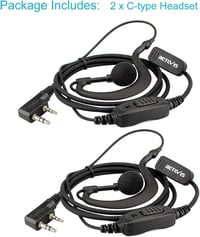 Retevis RE3120 Rádió Fejhallgató 2 Tűs C-Típusú Headset JUCJET RT24 RT27 RT668 Baofeng BF-888S Kenwood Walkie Talkie Kompatibilis (2 db) 9