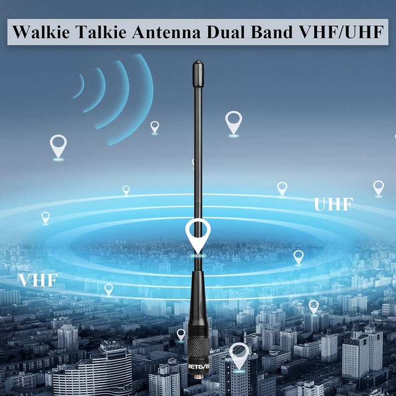 Retevis RHD701 SMA-Female Kettős Sávú Nagy Teljesítményű Antenna Walkie Talkie Készülékekhez - Kompatibilis H777 RT5 RT5R RT6 BAOFENG UV5R A