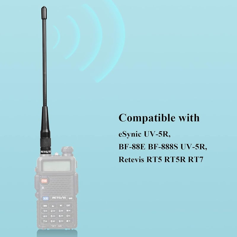 Retevis RHD701 SMA-Female Kettős Sávú Nagy Teljesítményű Antenna Walkie Talkie Készülékekhez - Kompatibilis H777 RT5 RT5R RT6 BAOFENG UV5R A