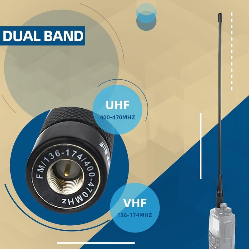Retevis RHD771 Walkie Talkie Antenna SMA-M Kettős Sávú UHF VHF - Kompatibilis RT1 RT2 RT3 RT8 RT81 RT82 RT83 TYT MD-380 UV8000D Adóvevőkkel