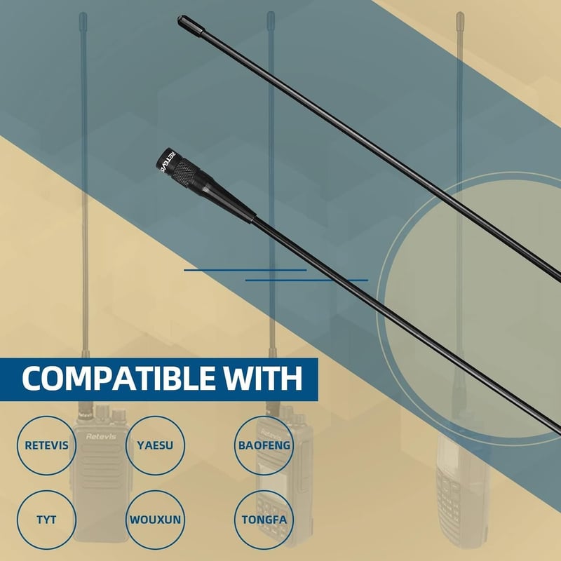 Retevis RHD771 Walkie Talkie Antenna SMA-M Kettős Sávú UHF VHF - Kompatibilis RT1 RT2 RT3 RT8 RT81 RT82 RT83 TYT MD-380 UV8000D Adóvevőkkel