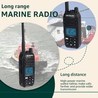 Stație radio portabilă maritimă VHF Retevis RM21, rezistentă la apă IP67, cu reducerea zgomotului, walkie-talkie, 88 de canale, comunicare navă-țărm, negru, 1 buc. 4