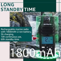 Stație radio portabilă maritimă VHF Retevis RM21, rezistentă la apă IP67, cu reducerea zgomotului, walkie-talkie, 88 de canale, comunicare navă-țărm, negru, 1 buc. 5