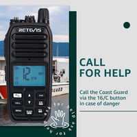 Stație radio portabilă maritimă VHF Retevis RM21, rezistentă la apă IP67, cu reducerea zgomotului, walkie-talkie, 88 de canale, comunicare navă-țărm, negru, 1 buc. 8