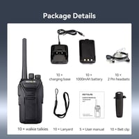 Retevis RT27 PMR446 Walkie Talkie 16 csatornás készlet 10db fekete fejhallgatóval 7