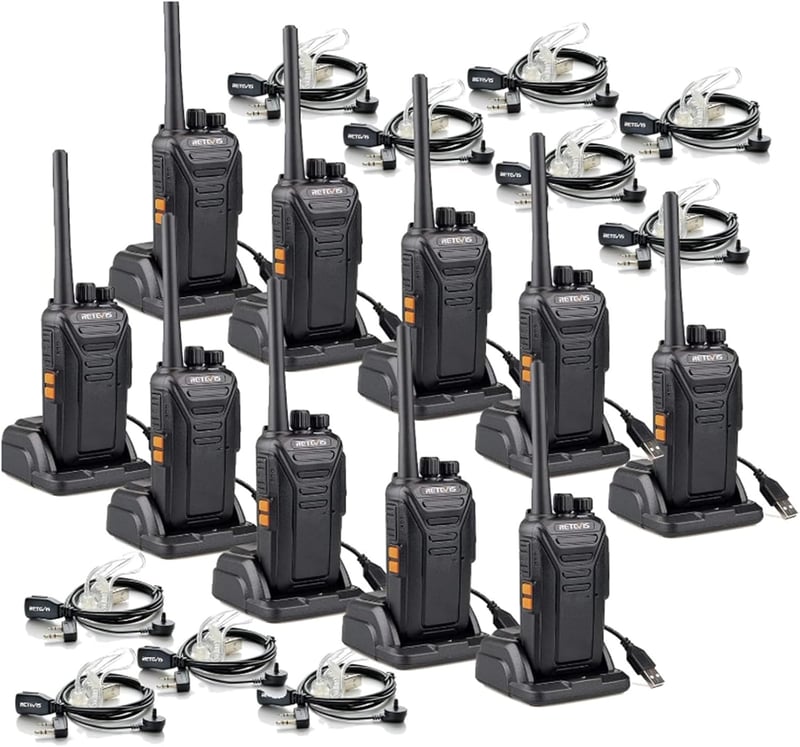 Retevis RT27 PMR446 Walkie Talkie 16 csatornás készlet 10db fekete fejhallgatóval