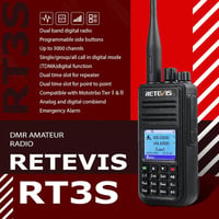 Retevis RT3S DMR analóg digitális amatőr rádió OpenGD77 támogatással, dupla idősávos ismétlő, kompatibilis Mototrbo Animal II, fekete, 1 db 2