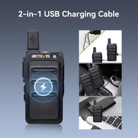 Stație radio portabilă Retevis RT619 Mini PMR446, VOX, reîncărcabilă, 1300 mAh, cu cablu de încărcare USB 2 în 1, 4 bucăți, negru 5