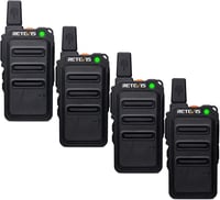 Stație radio portabilă Retevis RT619 Mini PMR446, VOX, reîncărcabilă, 1300 mAh, cu cablu de încărcare USB 2 în 1, 4 bucăți, negru 1