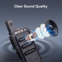 Stație radio portabilă Retevis RT619 Mini PMR446, VOX, reîncărcabilă, 1300 mAh, cu cablu de încărcare USB 2 în 1, 4 bucăți, negru 8