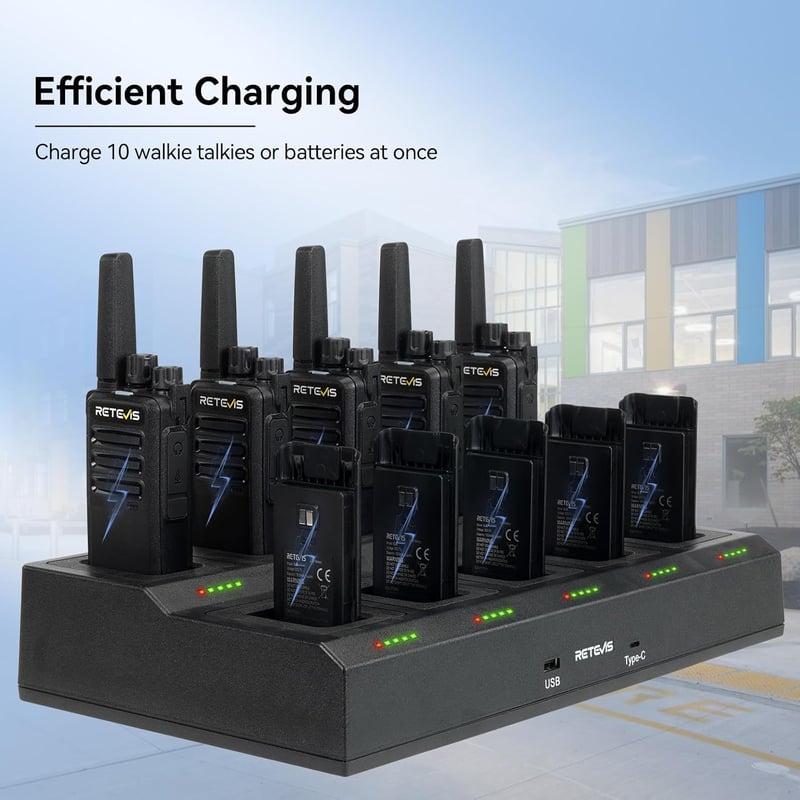 Retevis RT668 PMR446 Walkie Talkie 10db Fekete + 10in1 Töltő USB Type-C