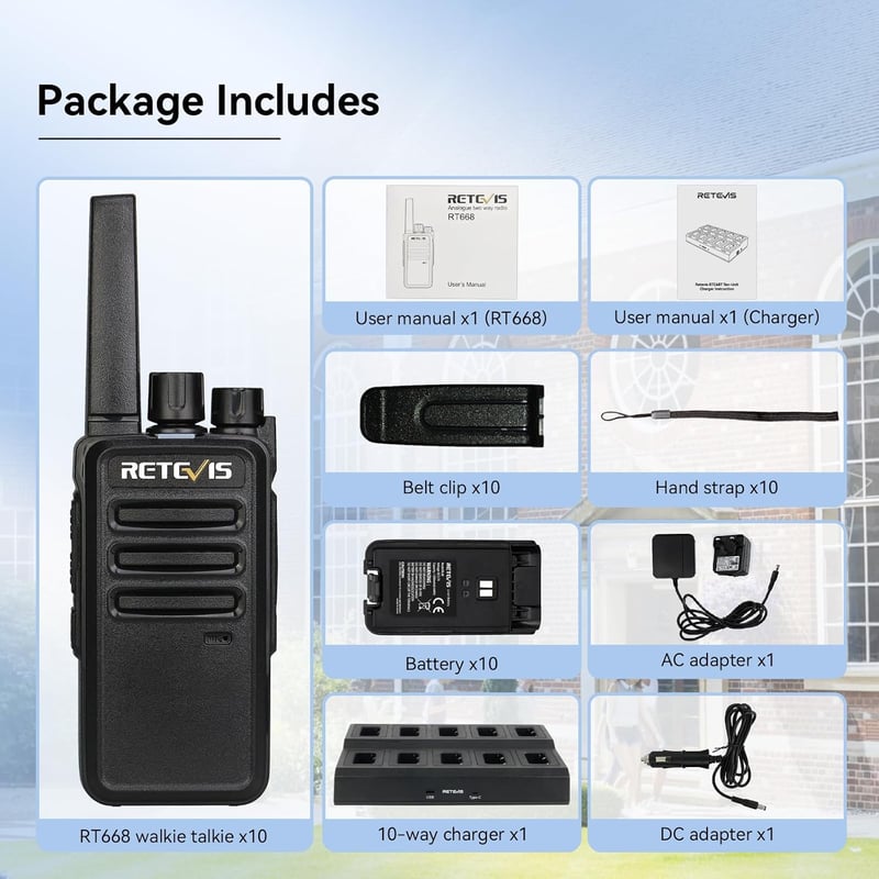 Retevis RT668 PMR446 Walkie Talkie 10db Fekete + 10in1 Töltő USB Type-C