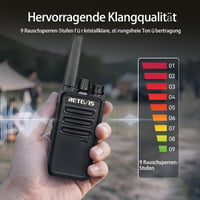 Retevis RT668 PMR walkie talkie szett fejhallgatóval, VOX funkcióval, hosszú hatótávú kézi adóvevő felnőtteknek, fekete, 2 db 6