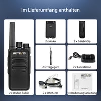 Retevis RT668 PMR walkie talkie szett fejhallgatóval, VOX funkcióval, hosszú hatótávú kézi adóvevő felnőtteknek, fekete, 2 db 7