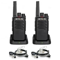 Retevis RT668 PMR walkie talkie szett fejhallgatóval, VOX funkcióval, hosszú hatótávú kézi adóvevő felnőtteknek, fekete, 2 db 1