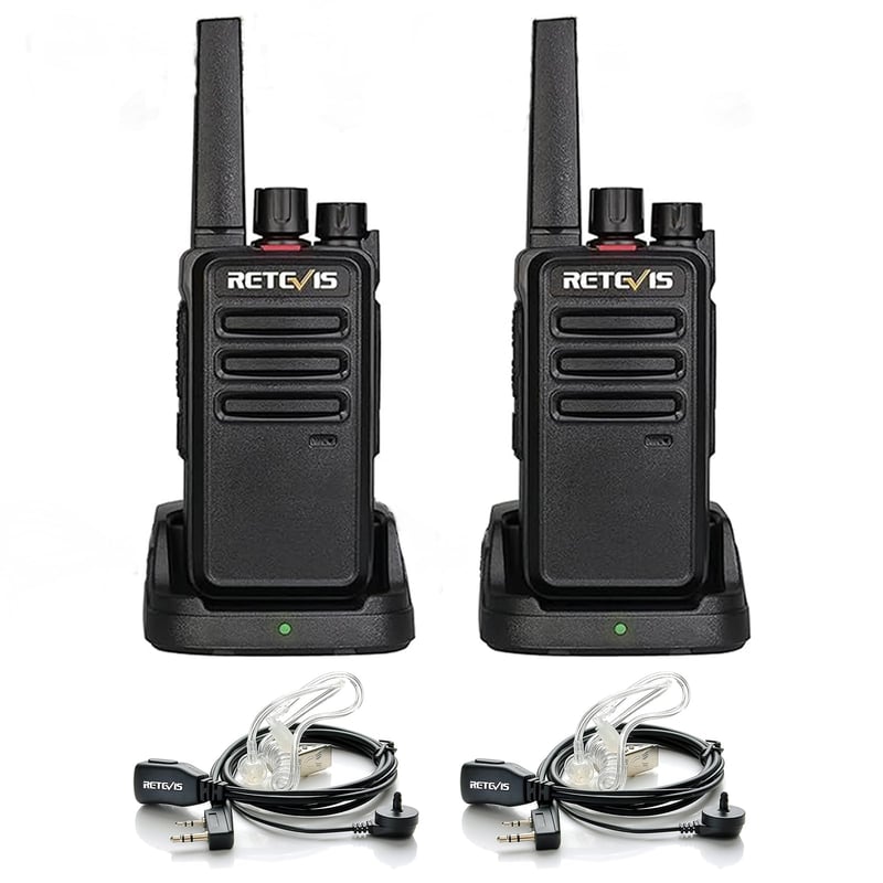 Retevis RT668 PMR walkie talkie szett fejhallgatóval, VOX funkcióval, hosszú hatótávú kézi adóvevő felnőtteknek, fekete, 2 db