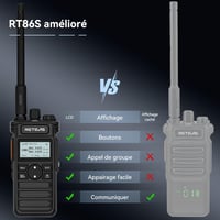 Set 2 stații radio emisie-recepție Retevis RT86S cu cască, rază lungă de acțiune, ecran LCD, baterie 2600 mAh, încărcare USB-C, apel de grup, negru 9