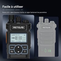 Set 2 stații radio emisie-recepție Retevis RT86S cu cască, rază lungă de acțiune, ecran LCD, baterie 2600 mAh, încărcare USB-C, apel de grup, negru 4