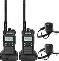 Set 2 stații radio emisie-recepție Retevis RT86S cu cască, rază lungă de acțiune, ecran LCD, baterie 2600 mAh, încărcare USB-C, apel de grup, negru 1