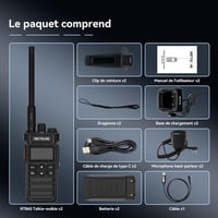 Set 2 stații radio emisie-recepție Retevis RT86S cu cască, rază lungă de acțiune, ecran LCD, baterie 2600 mAh, încărcare USB-C, apel de grup, negru 7
