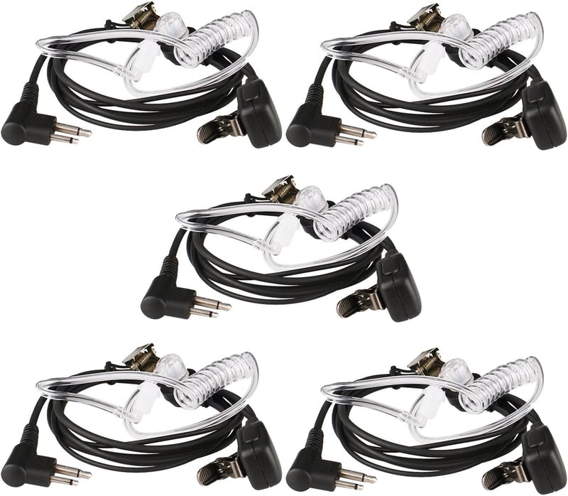 Căști cu microfon pentru stații radio Retevis cu conector cu 2 pini, 5 bucăți, pentru Motorola CP040, DP1400, GP68, GP88